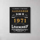 Gepersonaliseerd 50e verjaardag, geboren in 1971   canvas afdruk (Voorkant)