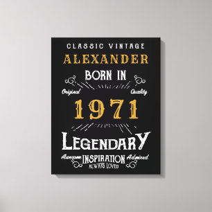 Gepersonaliseerd 50e verjaardag, geboren in 1971   canvas afdruk