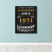 Gepersonaliseerd 50e verjaardag, geboren in 1971   canvas afdruk (Insitu (Houten vloer))