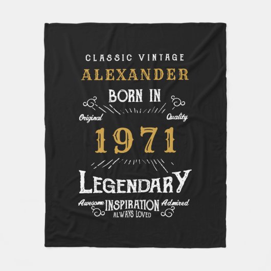 Gepersonaliseerd 50e verjaardag, geboren in 1971   fleece deken (Voorkant)