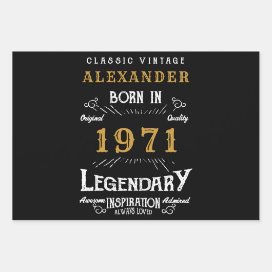 Gepersonaliseerd 50e verjaardag, geboren in 1971   inpakpapier vel (Voorkant 3)