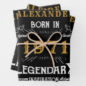 Gepersonaliseerd 50e verjaardag, geboren in 1971   inpakpapier vel (In situ)