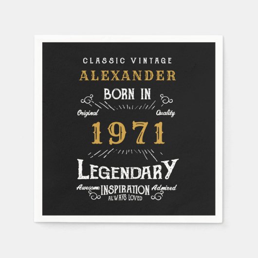 Gepersonaliseerd 50e verjaardag, geboren in 1971   servet (Voorkant)