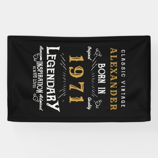 Gepersonaliseerd 50e verjaardag, geboren in 1971   spandoek (Horizontaal)