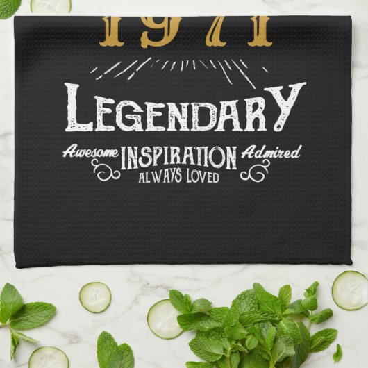 Gepersonaliseerd 50e verjaardag, geboren in 1971   theedoek (Gevouwen)