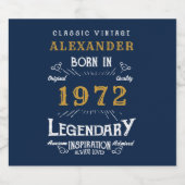 Gepersonaliseerd 50e verjaardag Geboren in 1972 b Bier Etiket (Enkel label)