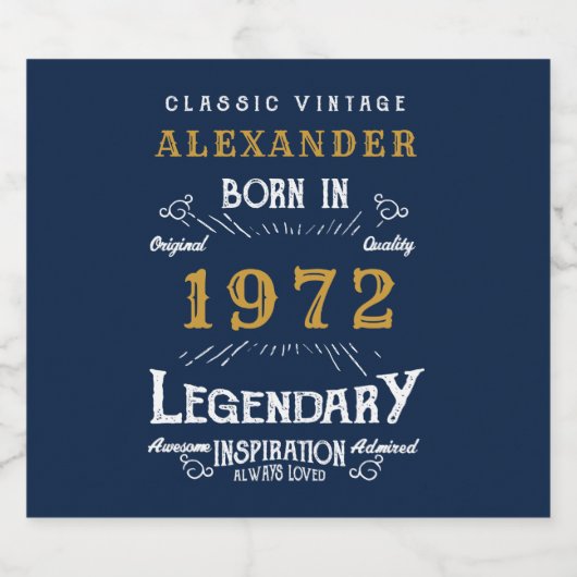 Gepersonaliseerd 50e verjaardag Geboren in 1972 b Bier Etiket (Enkel label)