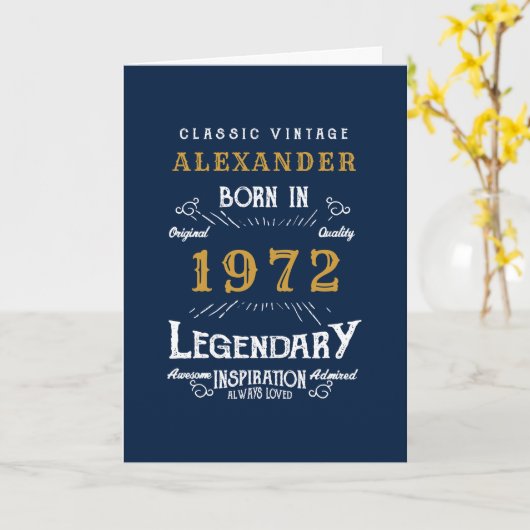 Gepersonaliseerd 50e verjaardag Geboren in 1972  b Kaart (Gele Bloem)