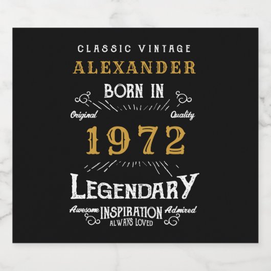 Gepersonaliseerd 50e verjaardag Geboren in 1972  z Bier Etiket (Enkel label)