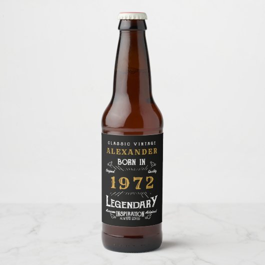 Gepersonaliseerd 50e verjaardag Geboren in 1972 z Bier Etiket (Voorkant)