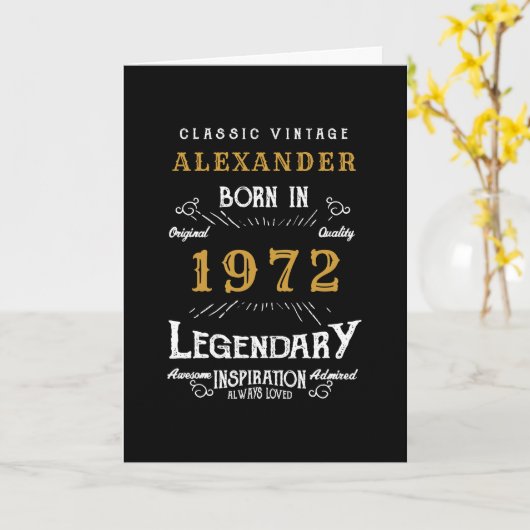 Gepersonaliseerd 50e verjaardag Geboren in 1972  z Kaart (Gele Bloem)