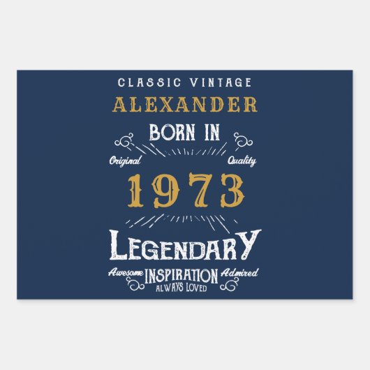 Gepersonaliseerd 50e verjaardag Geboren in 1973  b Inpakpapier Vel (Voorkant)