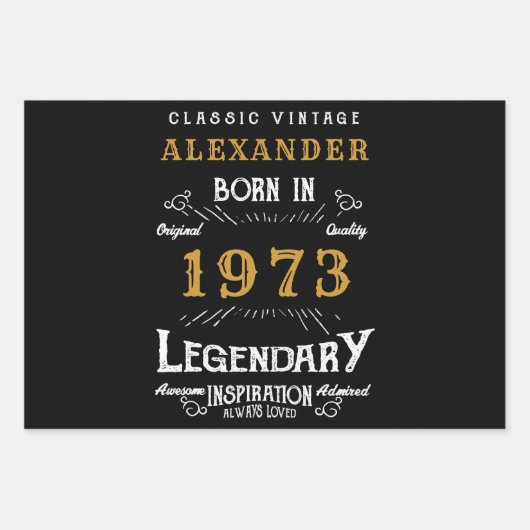 Gepersonaliseerd 50e verjaardag Geboren in 1973 z Inpakpapier Vel (Voorkant)