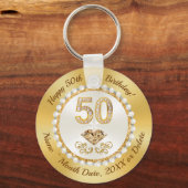 Gepersonaliseerd, 50e verjaardag Giveaway Ideeën,  Sleutelhanger (Voorkant)