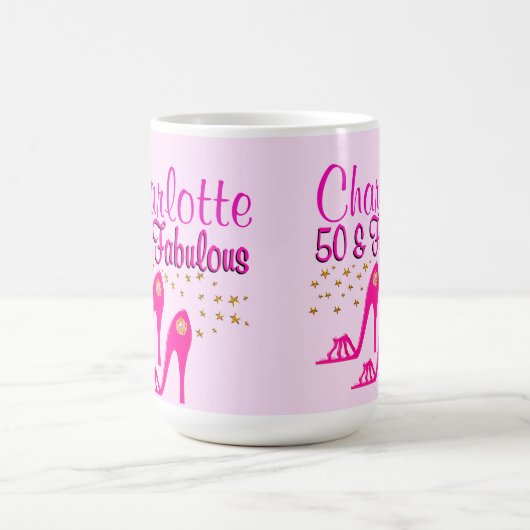 GEPERSONALISEERD 50E VERJAARDAG ROZE SCHOEN KONING KOFFIEMOK (Center)