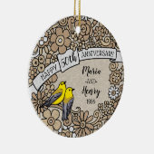 Gepersonaliseerd 50ste Jubileum, Gouden Keramisch Ornament (Rechts)