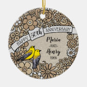 Gepersonaliseerd 50ste Jubileum, Gouden Keramisch Ornament (Voorkant)