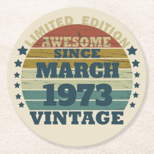 Gepersonaliseerd  50ste verjaardagscadeau ronde kartonnen onderzetter