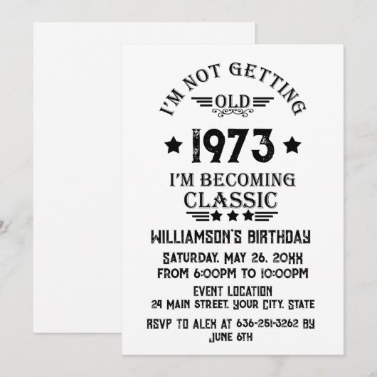 Gepersonaliseerd  50ste verjaardagsfeest kaart (Voorkant / Achterkant)