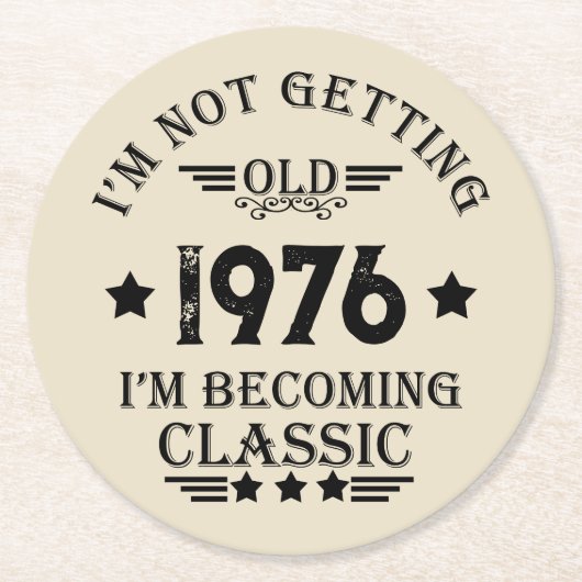 Gepersonaliseerd  50ste verjaardagsfeest ronde kartonnen onderzetter (Voorkant)