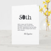 Gepersonaliseerd 50th Birthday Poem, Citaat, Gezeg Kaart (Gele Bloem)