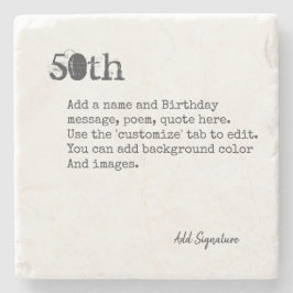 Gepersonaliseerd 50th Birthday Poem, Citaat, Gezeg Stenen Onderzetter