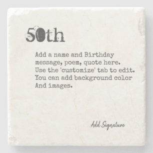 Gepersonaliseerd 50th Birthday Poem, Citaat, Gezeg Stenen Onderzetter
