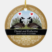 Gepersonaliseerd 50th Wedding Jubileum, ganzen Keramisch Ornament (Achterkant)