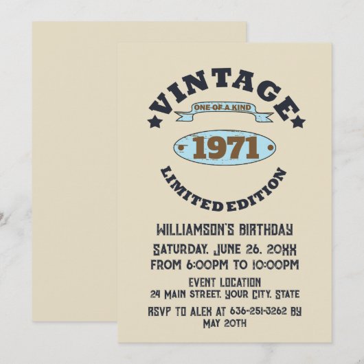 Gepersonaliseerd  55ste verjaardagsfeest kaart (Voorkant / Achterkant)