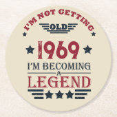 Gepersonaliseerd  55ste verjaardagsfeest ronde kartonnen onderzetter (Voorkant)