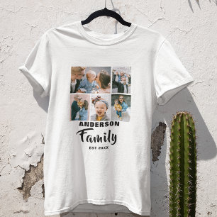 Gepersonaliseerd 5 Foto Familie T-shirt