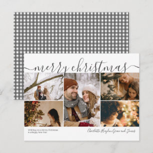 Gepersonaliseerd 5 Foto Merry Christmas Holiday Ka Briefkaart