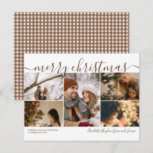 Gepersonaliseerd 5 Foto Merry Christmas Holiday Ka Briefkaart