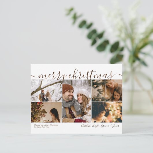 Gepersonaliseerd 5 Foto Merry Christmas Holiday Ka Briefkaart (Staand voorkant)