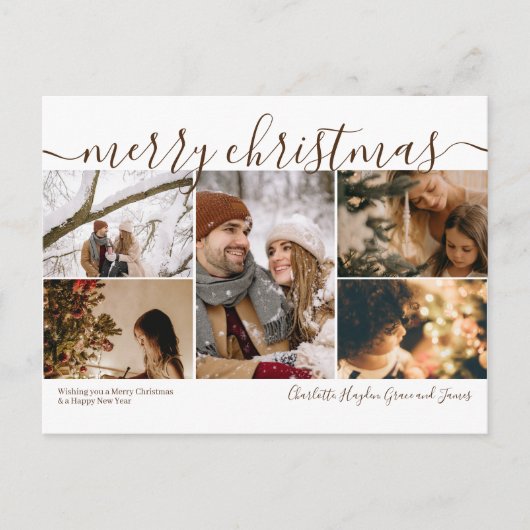 Gepersonaliseerd 5 Foto Merry Christmas Holiday Ka Briefkaart (Voorkant)
