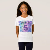 Gepersonaliseerd 5e verjaardag Mousserend Glitter  T-shirt (Voorkant volledig)