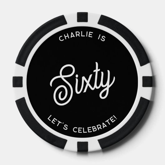 Gepersonaliseerd 60 Zestigste Verjaardag Poker Chips (Voorkant)