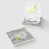 Gepersonaliseerd 60e Jubileum, bloemen en vogels Stenen Onderzetter (Zijkant)