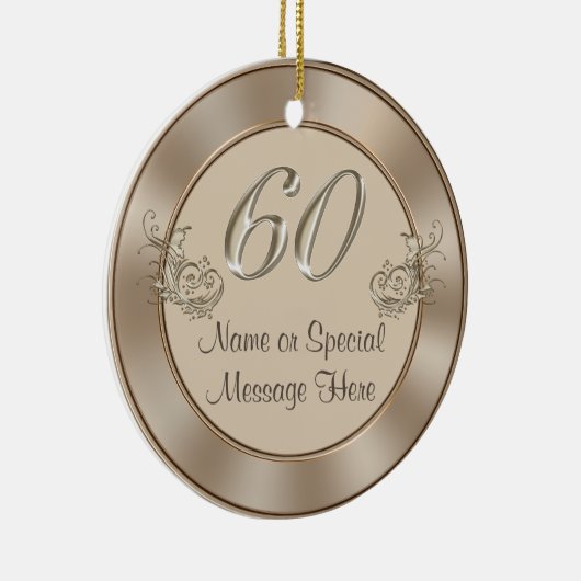 Gepersonaliseerd 60e Jubileum- of geboortedag Keramisch Ornament (Rechts)