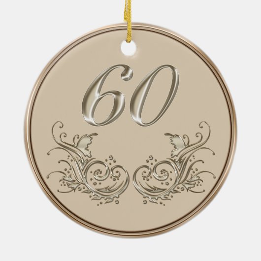 Gepersonaliseerd 60e Jubileum- of geboortedag Keramisch Ornament (Achterkant)