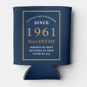 Gepersonaliseerd 60e verjaardag 1961 Elegant Blue  Blikjeskoeler (Voorkant)