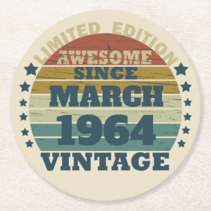 Gepersonaliseerd  60e verjaardagscadeau ronde kartonnen onderzetter