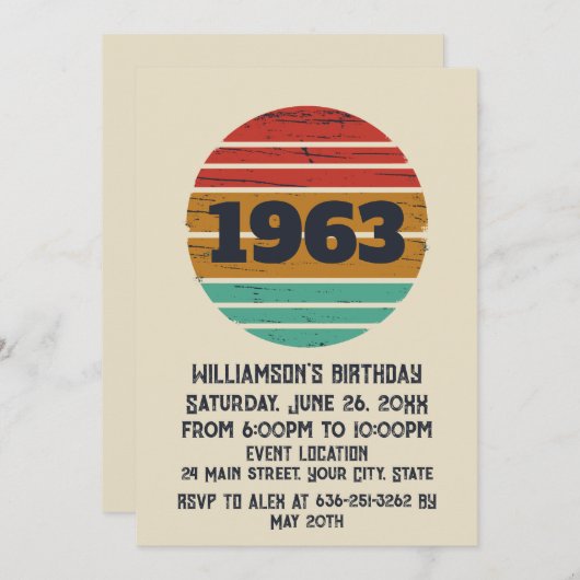 Gepersonaliseerd 60ste verjaardagsfeest kaart (Voorkant / Achterkant)