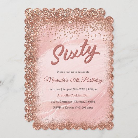 Gepersonaliseerd 60th Birthday Roos Gold Kaart (Voorkant / Achterkant)