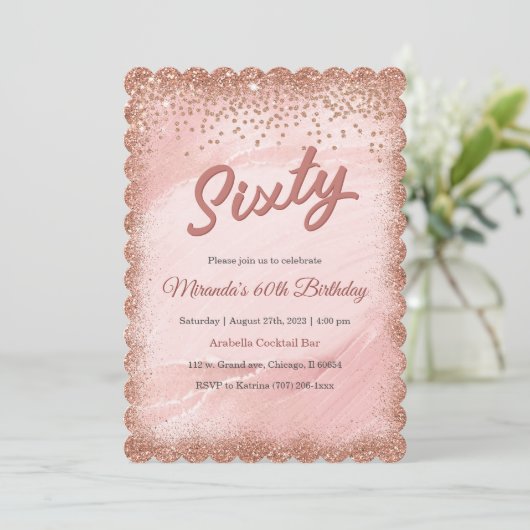 Gepersonaliseerd 60th Birthday Roos Gold Kaart (Staand voorkant)