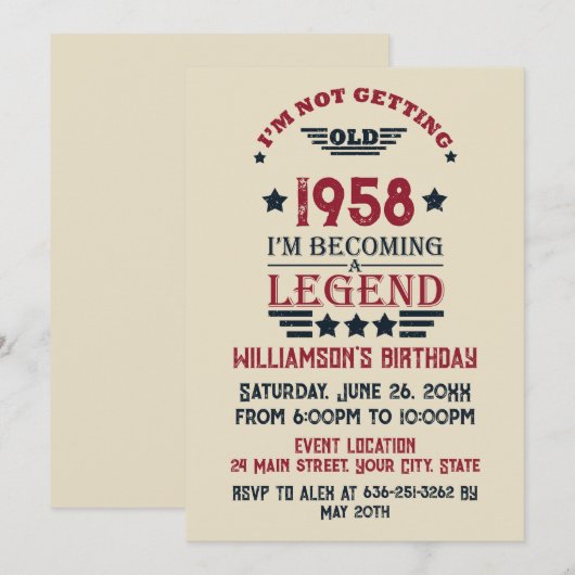 Gepersonaliseerd  65ste verjaardagsfeest kaart (Voorkant / Achterkant)