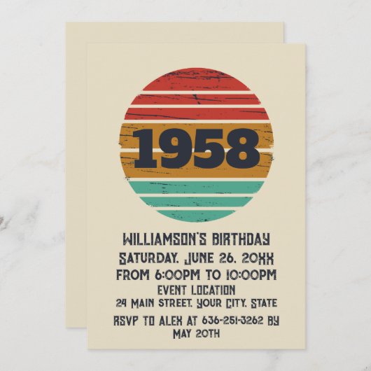 Gepersonaliseerd  65ste verjaardagsfeest kaart (Voorkant / Achterkant)