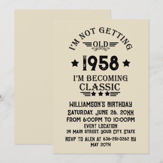 Gepersonaliseerd  65ste verjaardagsfeest kaart (Voorkant / Achterkant)