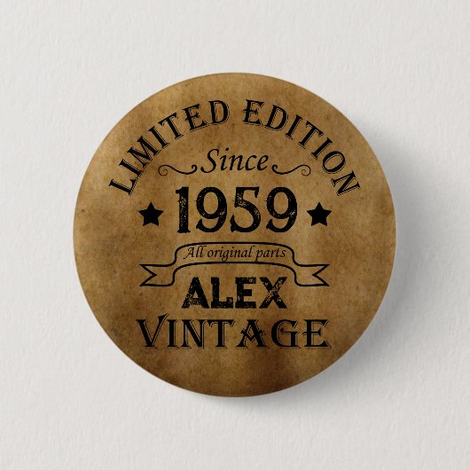Gepersonaliseerd 65ste verjaardagsfeest ronde button 5,7 cm (Voorkant)