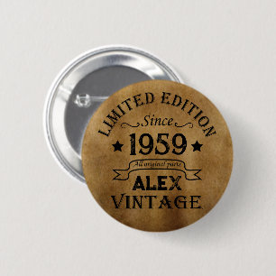 Gepersonaliseerd 65ste verjaardagsfeest ronde button 5,7 cm